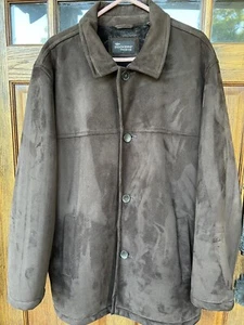 Dockers Brown Faux Suede Straight Collared Button Up Coat Jacket XL - Picture 1 of 7