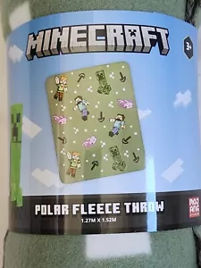 Minecraft Characters Kids Printed Polar Fleece Throw Rug Blanket 127x152cm New - Picture 1 of 3