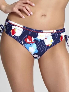 Panache Milano Bikini Brief Size 18 Navy Zigzag Floral Draw Side Bottom SW1159 - Picture 1 of 12