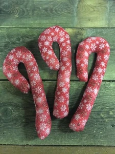 Handmade Candy Canes Ornaments Bowl Ornies 100% Hand Stitched Lot of 3 Red - Picture 1 of 3