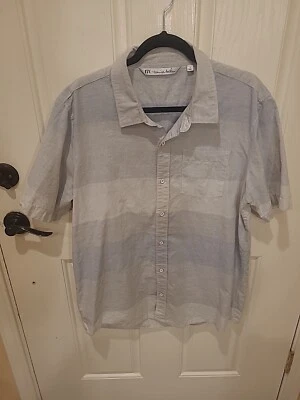 Travis Mathew Shirt Men's XL Button Up Gray Striped Mens Short Sleeve Golf - Image 1 of 4