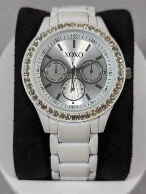 XOXO Silver Tone Dial Crystal Accent Whit Link Bracelet Band Watch - Image 1 of 4