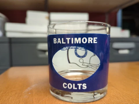 1970's Houze Art NFL BALTIMORE COLTS See-Thru Football Helmet Lowball Glass Cover