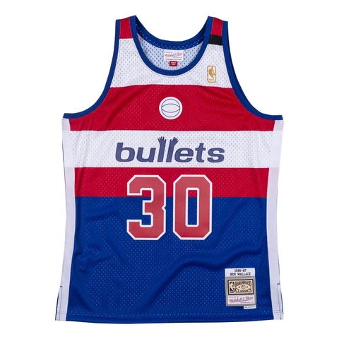 Ben Wallace Washington Bullets 1996-97 Mitchell & Ness Swingman Jersey -Blue/Red Cover