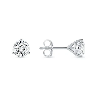 1 Ct Round Lab Created Grown Diamond Earrings 14K White Gold F/VS Martini Push - Picture 1 of 3