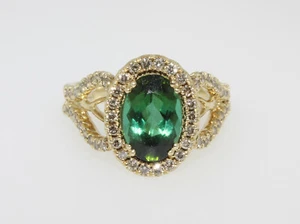 14K Yellow Gold 2.58CT Green Chrome Diopside 0.55CTW Diamond Ring - Picture 1 of 12