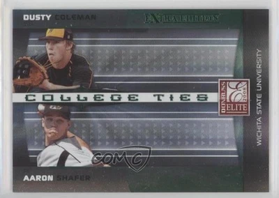 2008 Donruss Elite Extra Edition College Ties Green Aaron Shafer Dusty Coleman - Image 1 of 2