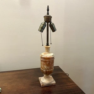 Antique Italian Beige Marble Alabaster Table Lamp Carved Needs Rewired Hardware - Picture 1 of 8