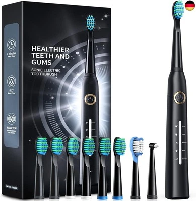 Demita Elektrische Zahnbürste, Schallzahnbürsten mit 8 Bürstenköpfen 40000 VPM 5