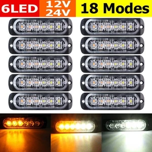 10 PCs Recovery Strobe Flashing Lights White Amber 6 LED Emergency Lamp 12V/24V - Picture 1 of 9