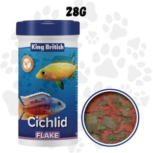 King British Cichlid Flake Fish Food 28g - Complete Daily Diet for Cichlids - Picture 1 of 5