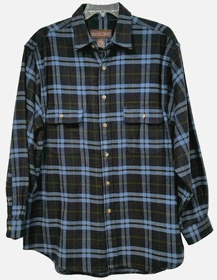 Moose Creek Flannel Heavy Shirt Jacket Button Front Blue Plaid 2 Pockets Mens XL - Image 1 of 4