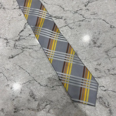  Corbata clásica a cuadros Alfani gris amarillo marrón para hombre Foto 1 de 2