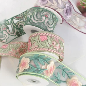 Vintage Flowers National Style Embroidery Lace Ribbon DIY Handmade - 5cm*3M - Picture 1 of 10