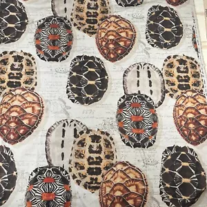Sea Turtle Shell Spanish Printed Linen Blend Drapery Fabric Stone Vilber 32560 - Picture 1 of 14