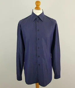 Emporio Armani Mens Blue Long Sleeve Buttoned Shiny Formal Shirt Top Size Large - Picture 1 of 8