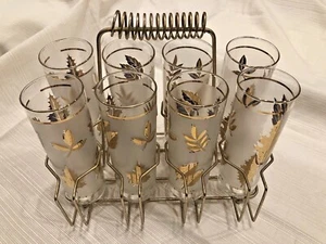 Gafas de té/zombie de follaje dorado Libbey con caddy - Imagen 1 de 6