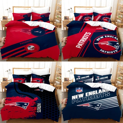 New England Patriots 3PCS Bedding Sets Cotton Blend Soft Pillowcases Quilt Cover Cover