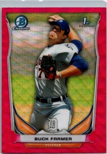 Bowman Chrome #BCP93 2014 Buck Farmer Prospects refractores de onda rosa #/65 - Imagen 1 de 2