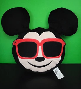 Disney Emoji Mickey Mouse Black with Red Sunglasses Decorative 12" Plush Pillow - Picture 1 of 3