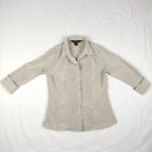 Brooks Brothers Womens 6 100% Silk Tan Tuxedo Shirt Blouse Button Up Long Sleeve