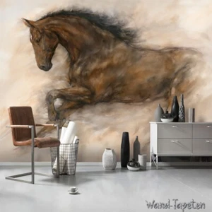 Vlies Fototapete Wandtapeten Wandbilder Handgemalten Laufenden Pferde 2442 - Picture 1 of 2