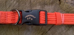 TIMBERWOLF Medium Braided Dog Collar Tangerine Orange 1"w x 16" - 20" Neck - Picture 1 of 2