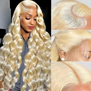 Parrucca bionda 200% densità 32 pollici capelli umani HD 613 pizzo parrucche frontali umane 13x4 nuova - Foto 1 di 10
