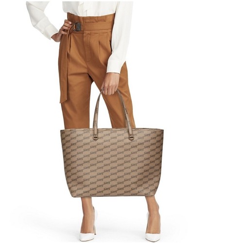 Borsa shopper firmata Balenciaga est ovest BB tela rivestita con monogramma