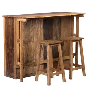 HOLZ BARTHEKE "ARUBA" | 110x140 cm (HxB), mit 2 Hockern | Barschrank, Tresen - Bild 1 von 10