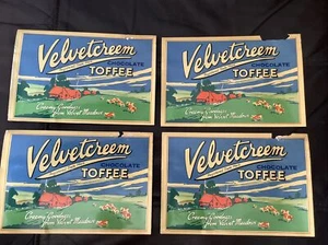 4 Vintage Velvetcreem Chocolate Toffee Labels Advertising Label - Picture 1 of 14