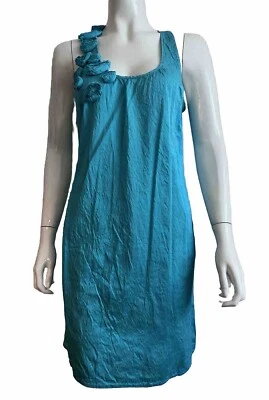 VESTIDO CALYPSO ST. BARTH Volantes SEDA Resort Pequeño Turquesa Con Bolsillos Foto 1 de 4