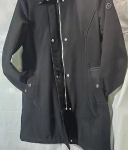 Calvin Klein Womens Sz S mid length Coat Water Resistant Black 08347 - Picture 1 of 19