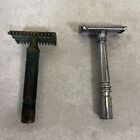Lot of 2 Vintage Razors Brass and Gem Micromatic Metal Safety patent 1739260