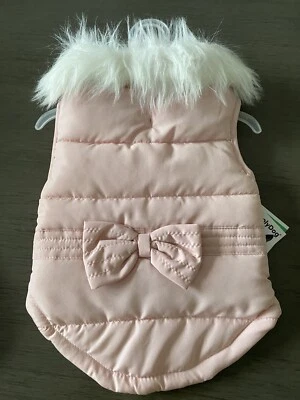 CHAQUETA ACOLCHADA CON LAZO ROSA SIMPLE PERRO Cachorro/Perro GRANDE NUEVA CON ETIQUETAS Foto 1 de 3