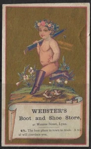 Websters Boot and Shoe Store Victorian Trade Card 2.5 "x 4" Munroe Street - Picture 1 of 2