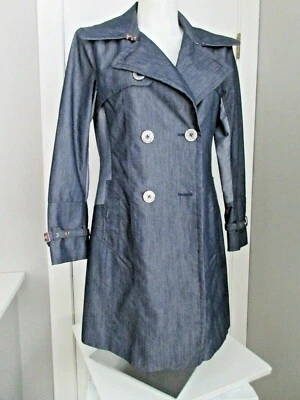 Nanette Lepore WOMENS LARGE JACKET Denim Twill Double Breasted Trench Coat  - Image 1 of 4