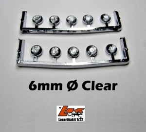 HEADLIGHT 6MM - 10 UNITS CHROME FRAME ENGRAVED RESIN KIT BENTLEY ALFA FERRARI - Picture 1 of 1