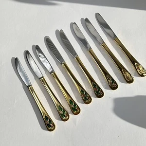 Christmas Stainless Knives North Land Christmas Tree Handle Set of 8 Japan - Picture 1 of 4