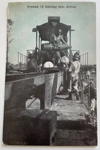 FRENCH 72 GETTING INTO ACTION, World War 2 Postcard Train, Missile, Railway Army - Picture 1 of 3