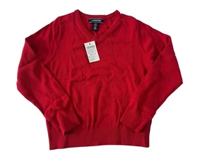 NEW Lands End Uniform Boys Large (6-7yrs) Fine Gauge Pullover Sweater Red $4096 - Picture 1 of 9