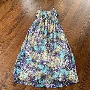 Womens Sz XL Maxi Dress Babydoll Colorful Floral Sheer Lined Chiffon EUC - Picture 1 of 10