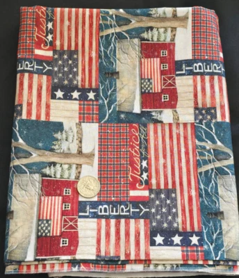 2 Yds Justice For All Fabric Susan Winget Patriotic American Flag Liberty - Image 1 of 3