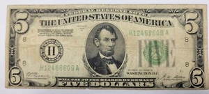 1928 $5 FRN Five Dollar Federal Reserve Note Redeemable in Gold St Louis *J743 - Picture 1 of 2
