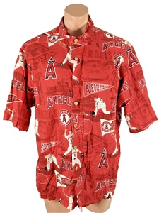 Anaheim Angels Reyn Spooner Hawaiian Shirt sz L MLB 2001 World Series Baseball - Picture 1 of 9