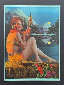 Rare 1920s Gene Pressler Art Deco Pin-Up Print, Polynesian, Original Vintage - Picture 1 of 7