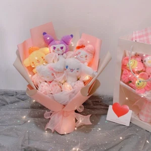 SANRIO CINNAMOROLL BOUQUET FLOWERS HELLO KITTY PLUSH RARE ROSES HANDMADE PASTEL - Picture 1 of 1