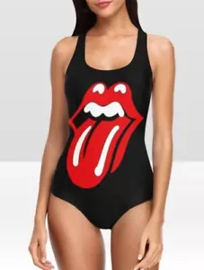 Rolling Stones Band Women One Piece Swimsuit Summer Beach Swimwear Sexy Backless - Picture 1 of 1