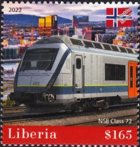 Norway Railways NSB Class 72 EMU Electric Multiple Unit Train Stamp 2022 Liberia - Picture 1 of 1