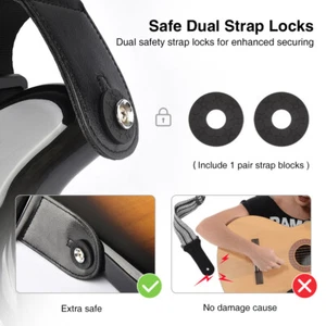 Universal Guitar Strap Bass Bundle 3" Wide Adjustable Punk Dark Pick Holder - Picture 1 of 3